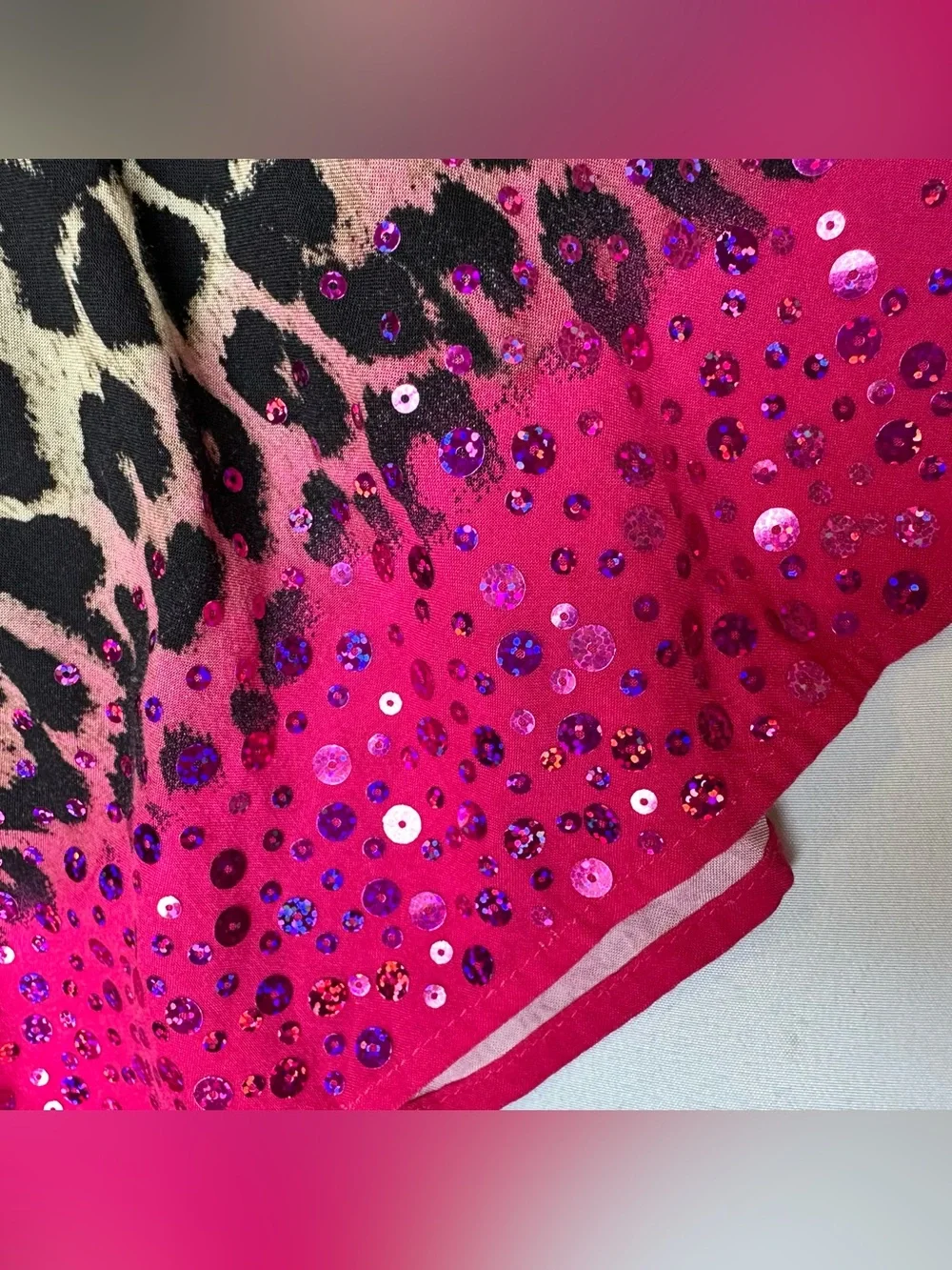Justice Girls Skort Short Leopard Print Hot Pink Sparkly Ombre Skirt Size 18
